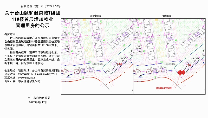 台自然资（规）示﹝2022﹞57号-关于台山颐和温泉城T组团11#楼首层增加物业管理用房的公示.jpg
